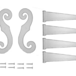 White Decorative Vinyl Hinges, 4 Hinges, 2 S-Hooks