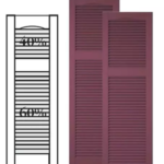 Custom Vinyl Louvered Shutters w/ Offset Top Mullion