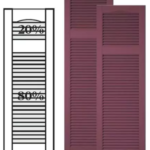 Custom Vinyl Louvered Shutters w/ Offset Top Mullion