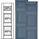 Custom Vinyl Raised Panel Shutters w/ Offset Top Double Mullion