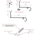 Bahama Hardware Kit, 2 3/8" or 3 3/8" Female Hinge, Tilt Arms, Clevis Pins, and Nylon Hinges